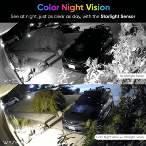 Visión nocturna a color: un nuevo sensor Starlight graba video nocturno en colores vivos y completos. El sensor Starlight puede ver a todo color en entornos hasta 25 veces más oscuros que las cámaras de video tradicionales y la nueva apertura f/1.6 captura 2 veces más luz.