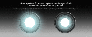 gran apertura f/1,4 para capturar una imagen nitida incluso en coniciones de poca luz en la xiaomi c300