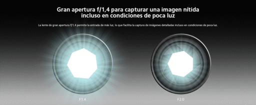 gran apertura f/1,4 para capturar una imagen nitida incluso en coniciones de poca luz en la xiaomi c300
