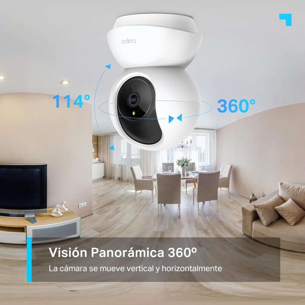 movimiento vertical y horizontal con vision panoramica de 360 grados de la tapo c210