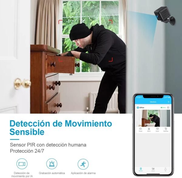 DETECCION DE MOVIMIENTO SENSIBLE EN A AOBOCAM CAMARA ESPIA 4K HD MINI WIFI 2,4 GHZ
