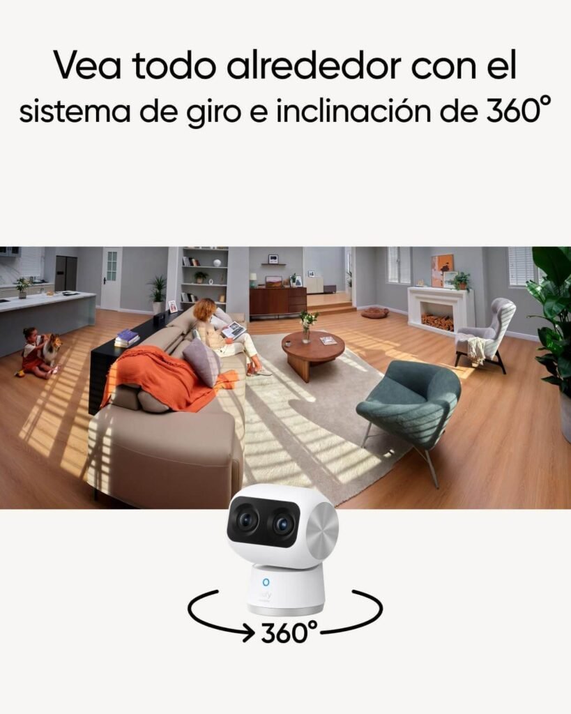 sistema de giro e inclinacion de 360 grados en la eufy security indoor cam s350