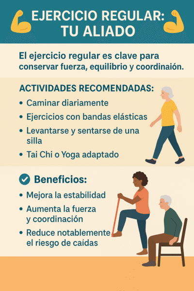 ejercicio regular para prevenir la caida en personas mayores