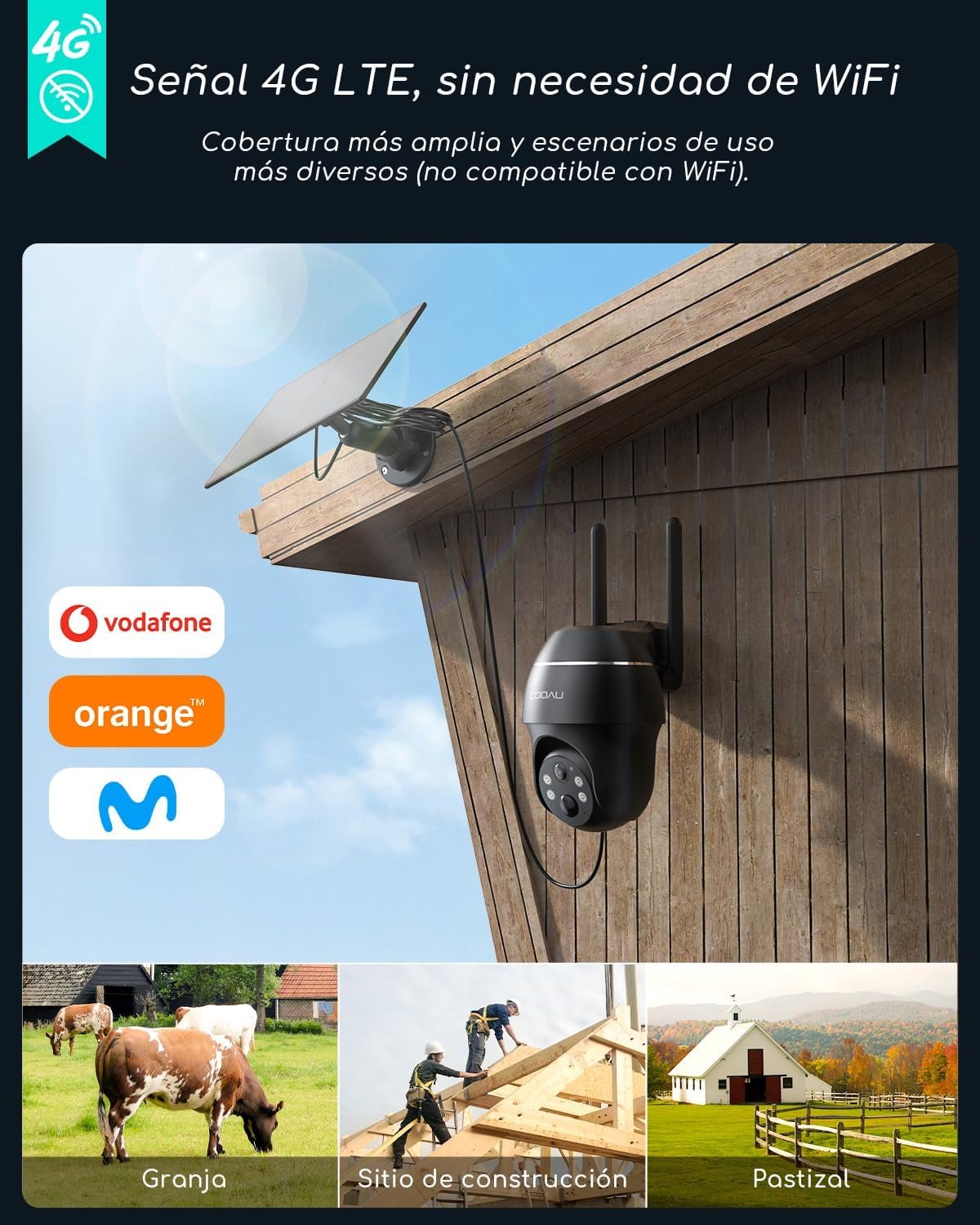 señal 4g lte sin necesidad de wifi en la camara de vigilancia para personas mayores cooau 4g lte