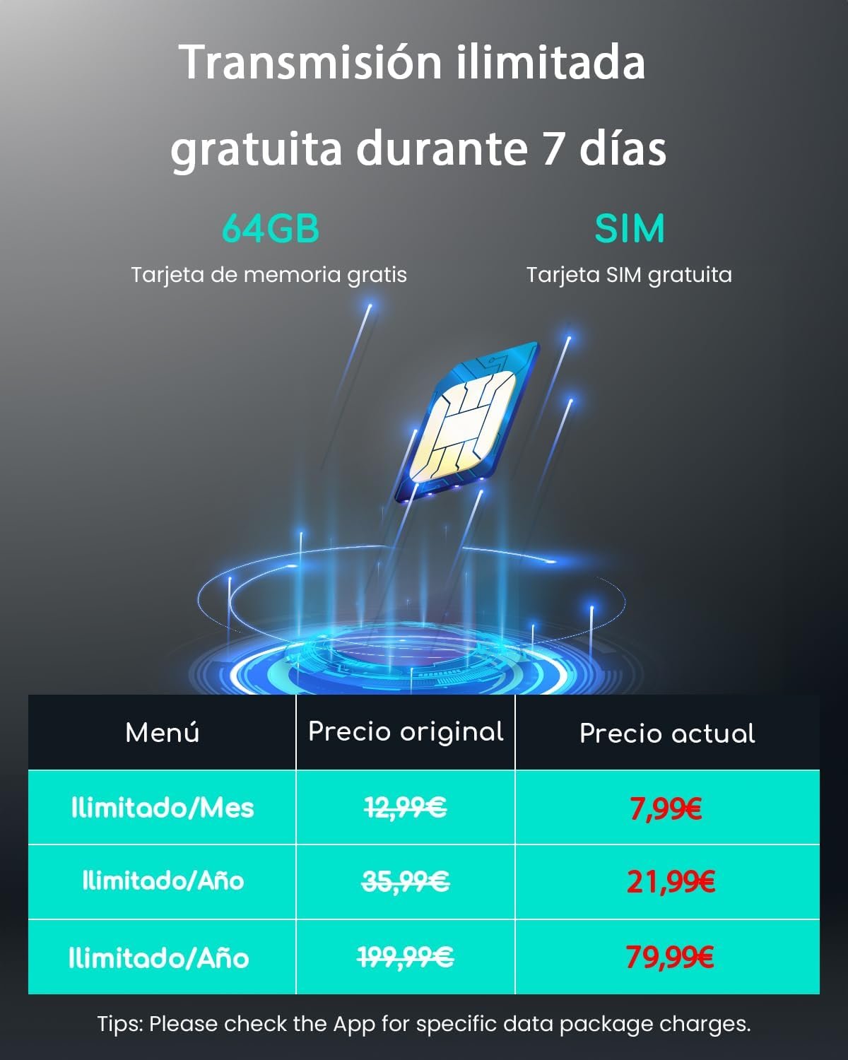 sim 64gb gratuita y 7 dias de transmision gratuita en la cooau 4g lte